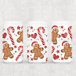 16oz UV DTF Wrap - Gingerbread & Candy Canes
