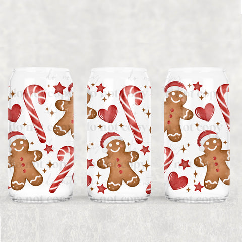 16oz UV DTF Wrap - Gingerbread & Candy Canes