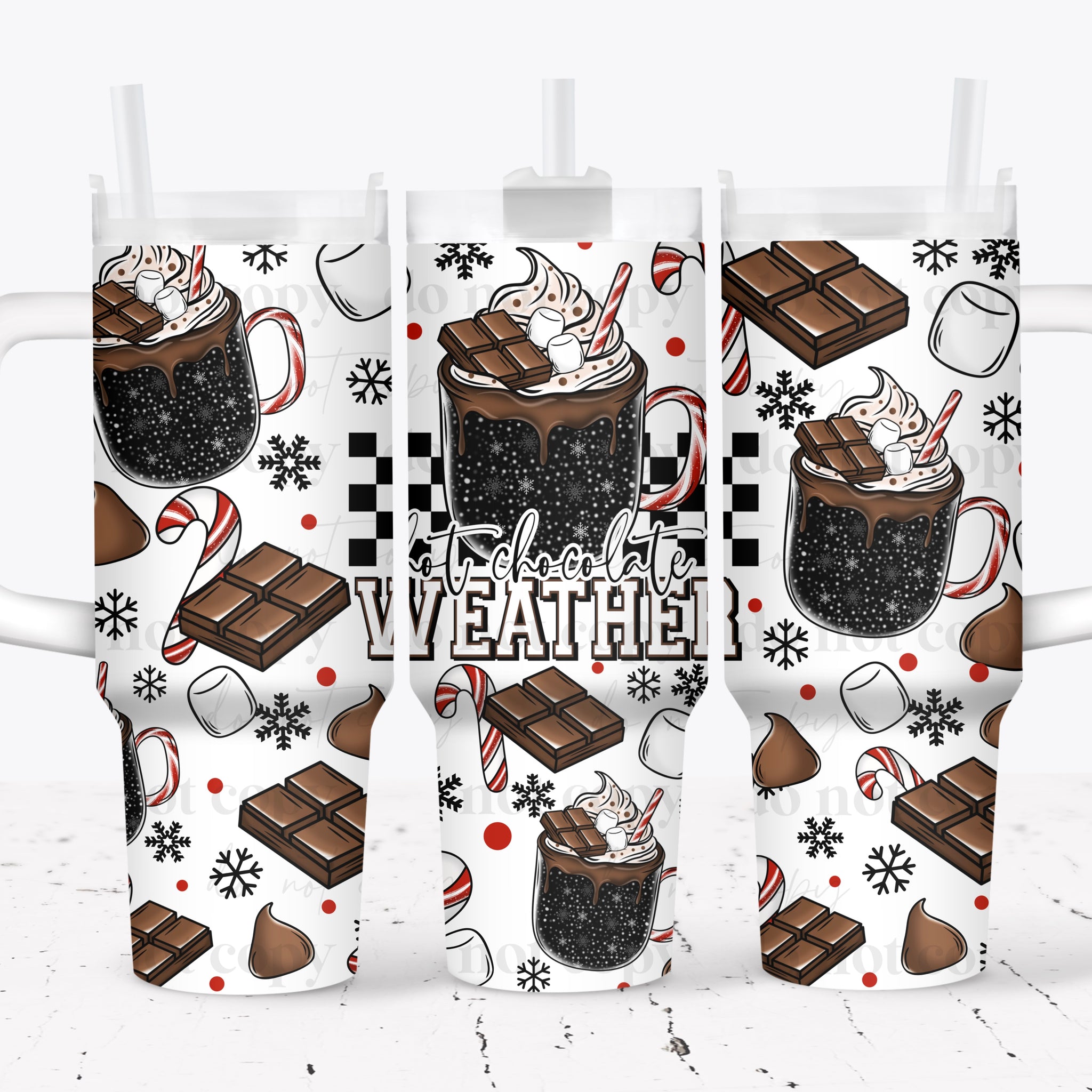 40oz UV DTF Wrap - Full Top & Bottom - Hot Chocolate Weather
