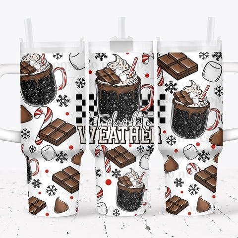 40oz UV DTF Wrap - Full Top & Bottom - Hot Chocolate Weather