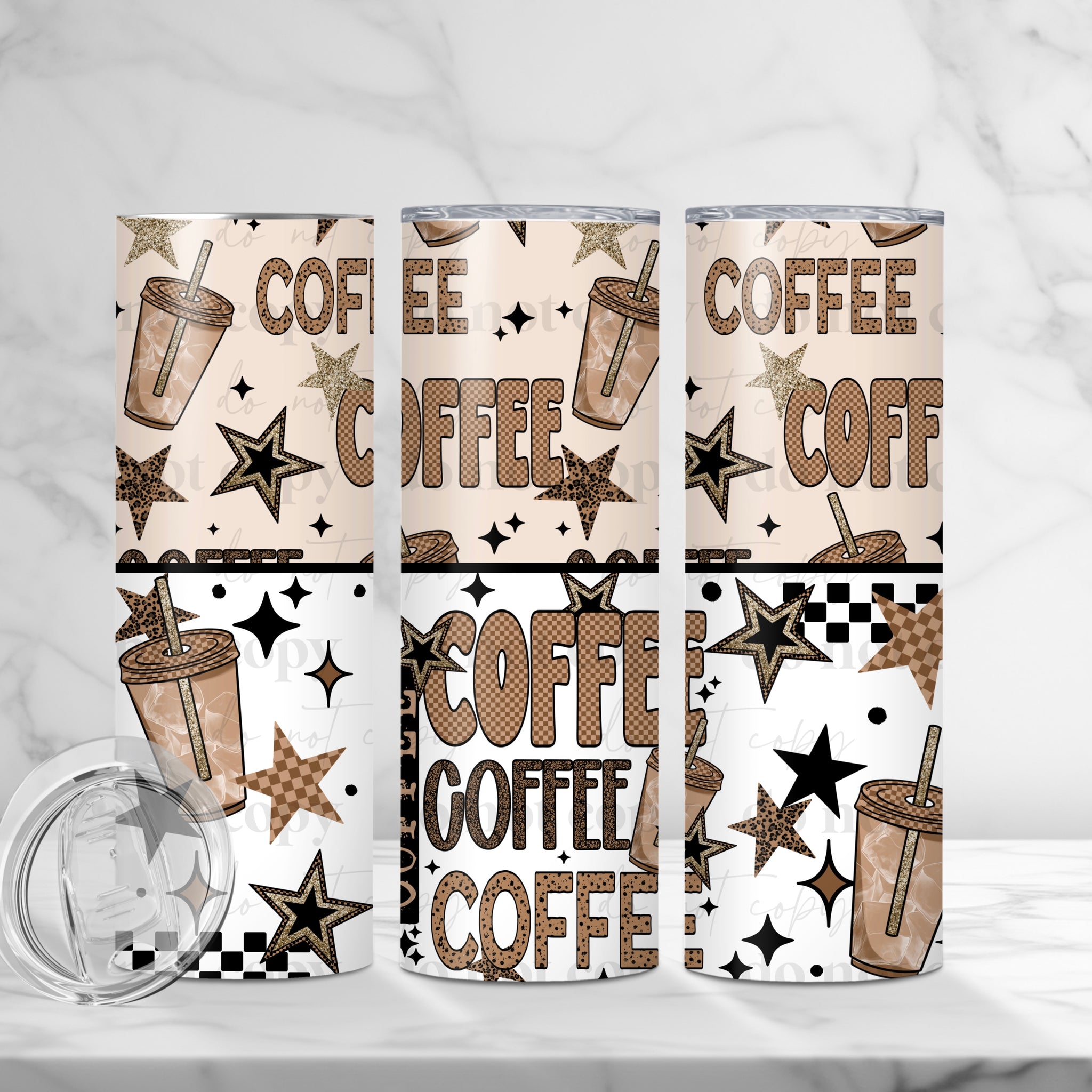 Skinny Tumbler Sublimation Wrap - Coffee Coffee Coffee