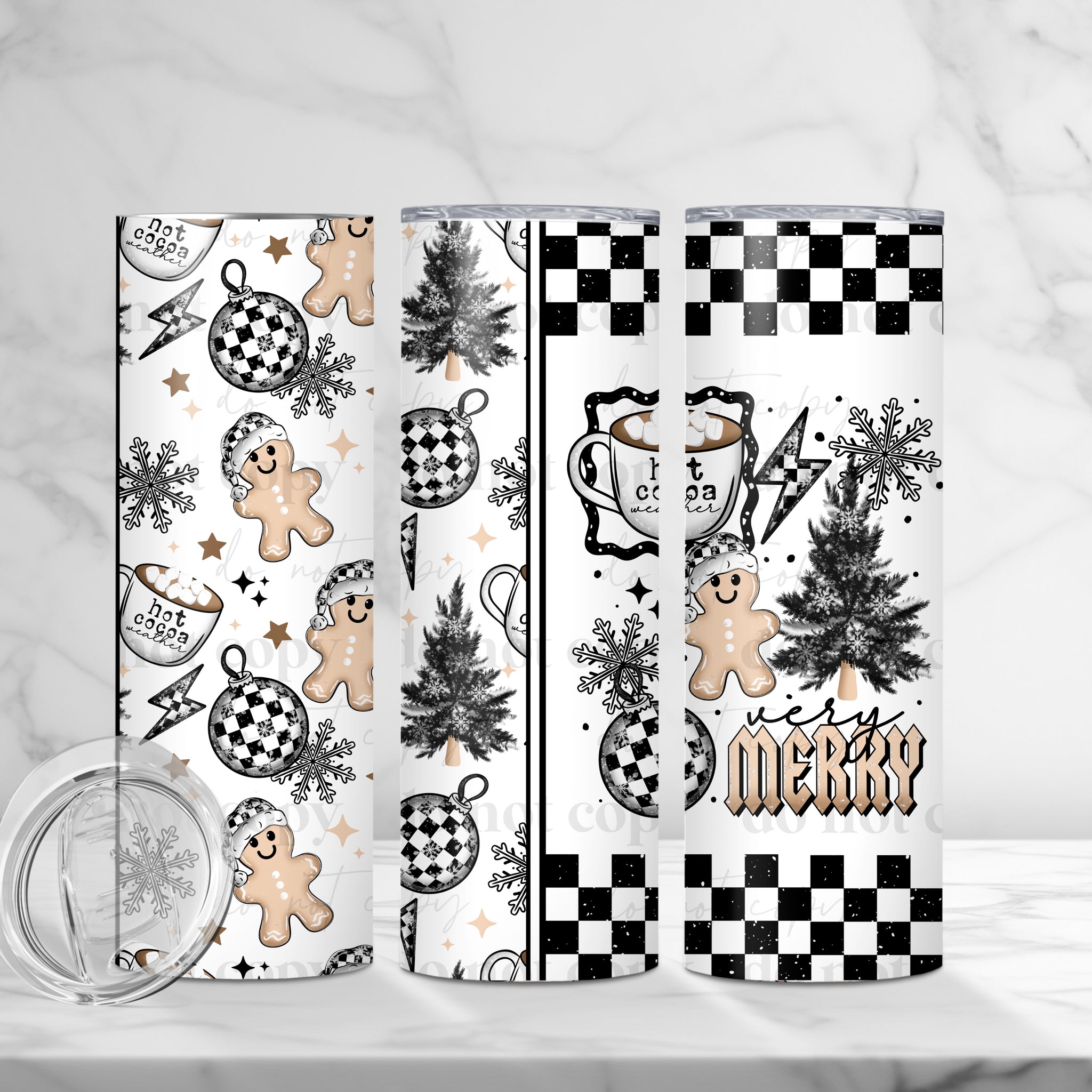 Skinny Tumbler Sublimation Wrap - Very Merry Checker