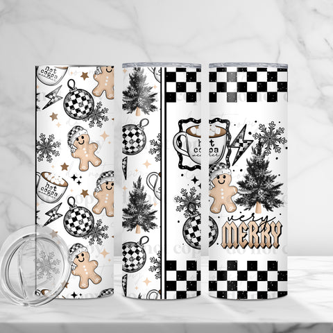 Skinny Tumbler Sublimation Wrap - Very Merry Checker