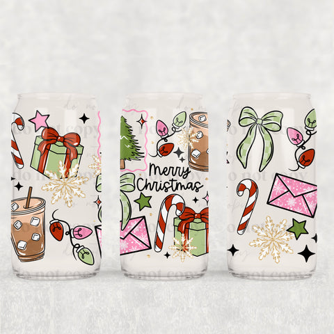 16oz UV DTF Wrap - Merry Christmas Things Pink Envelope