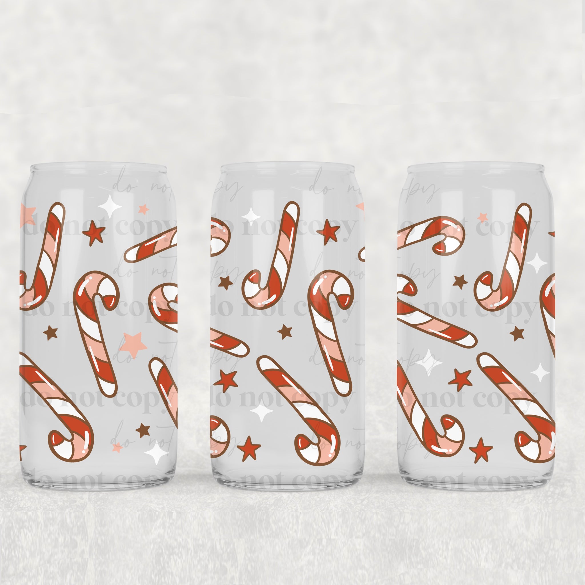 16oz UV DTF Wrap - Red Pink White Candy Cane