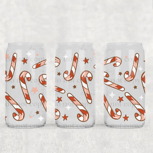 16oz UV DTF Wrap - Red Pink White Candy Cane