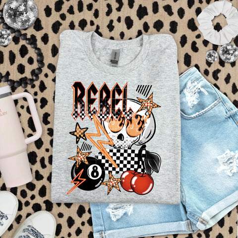 DTF Full Color Transfer - Rebel Skull Eight Ball