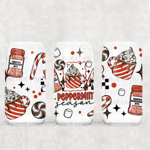 16oz UV DTF Wrap - Peppermint Season Striped Mug