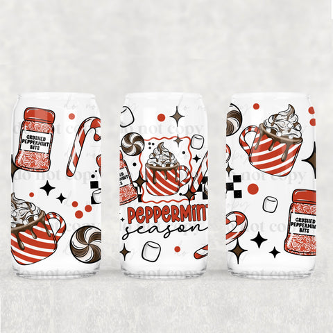 16oz UV DTF Wrap - Peppermint Season Striped Mug