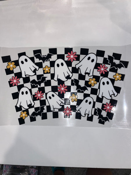 Checkered Ghost - 24oz UV DTF Decal