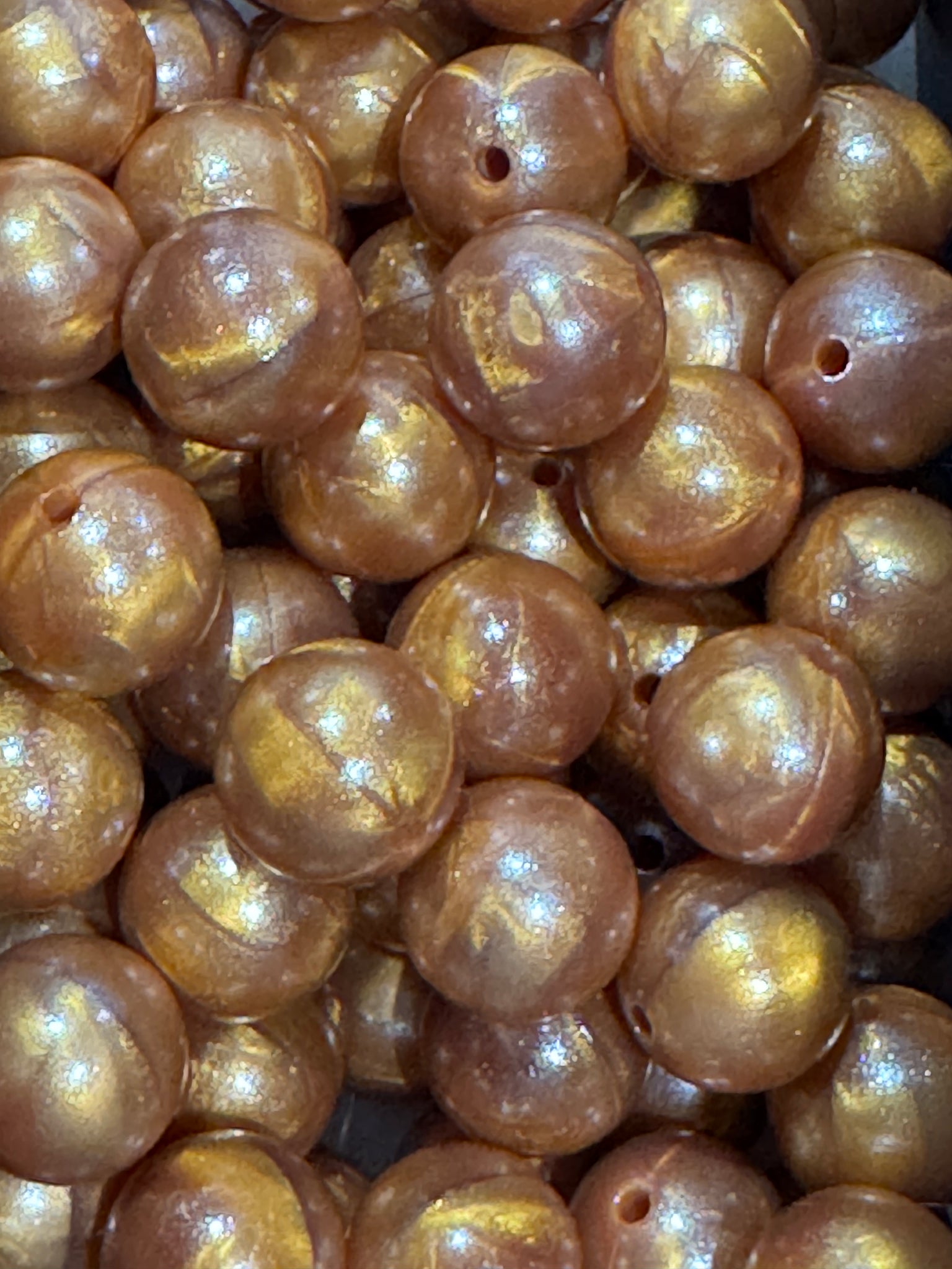 15mm Silicone Shine Beads - Gold