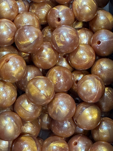 15mm Silicone Shine Beads - Gold