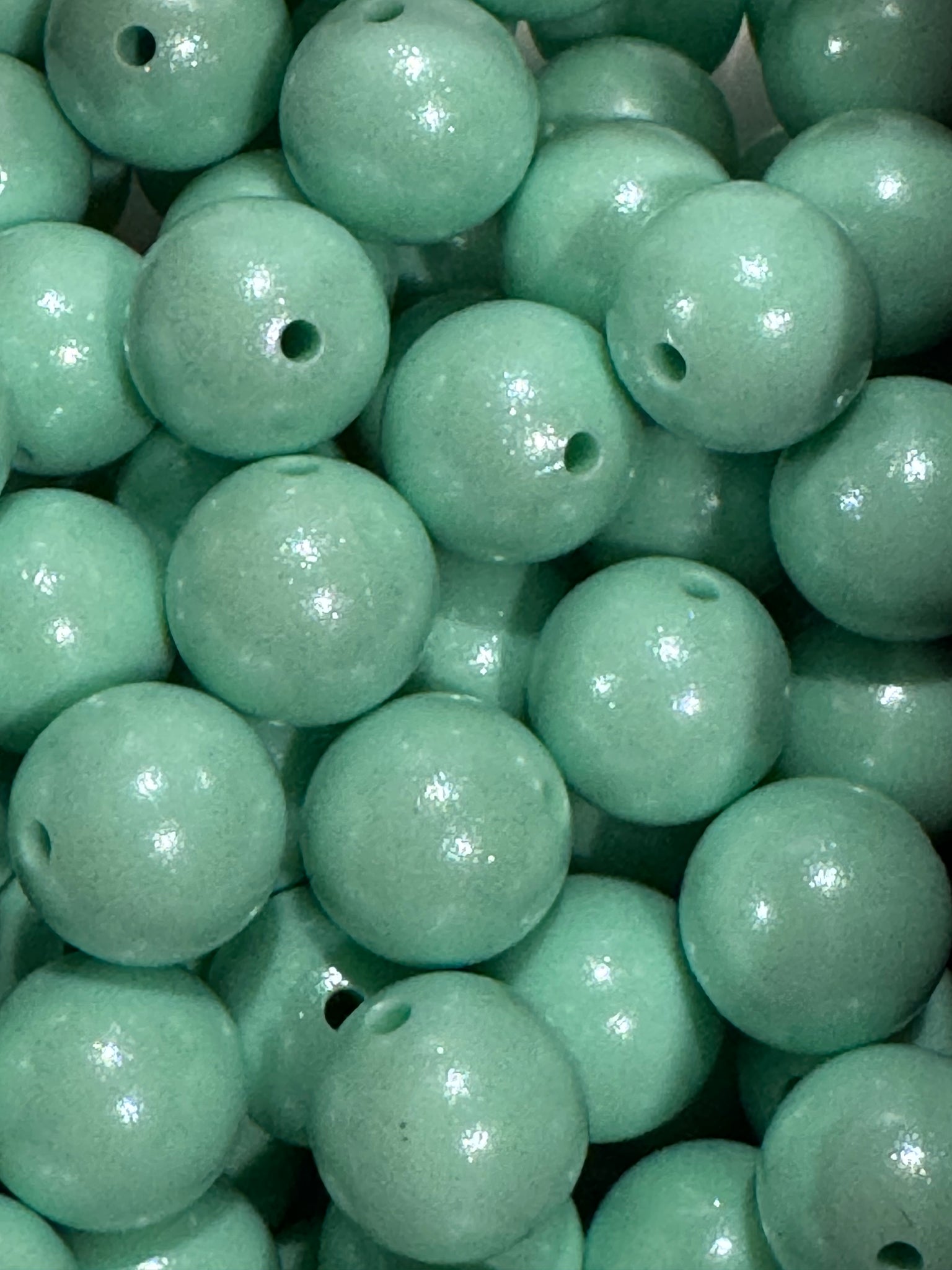 15mm Silicone Shine Beads - Mint