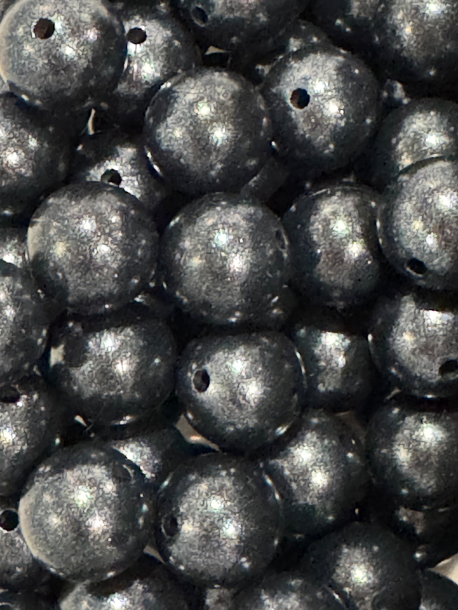 15mm Silicone Shine Beads - Black