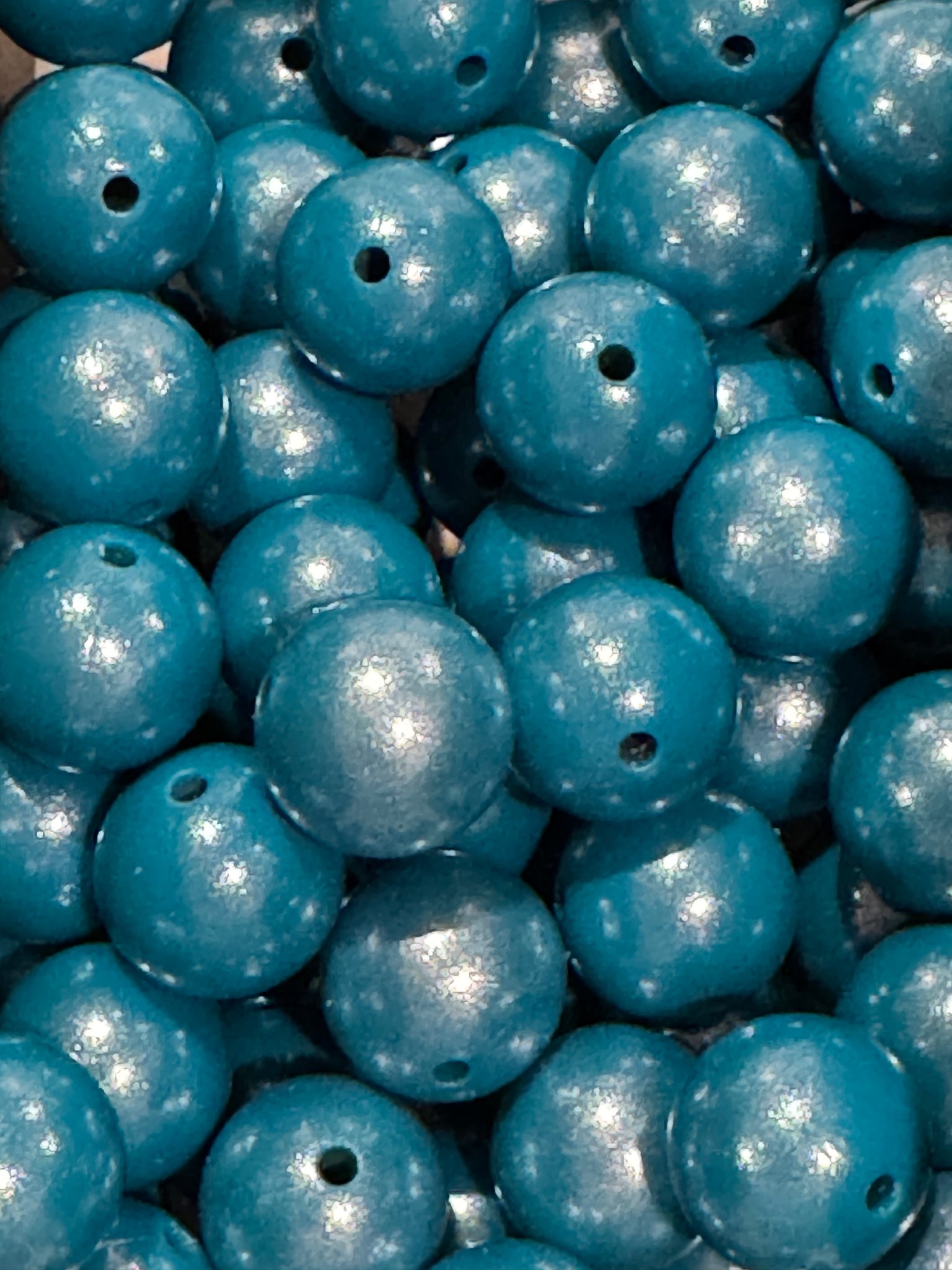 15mm Silicone Shine Beads - Teal