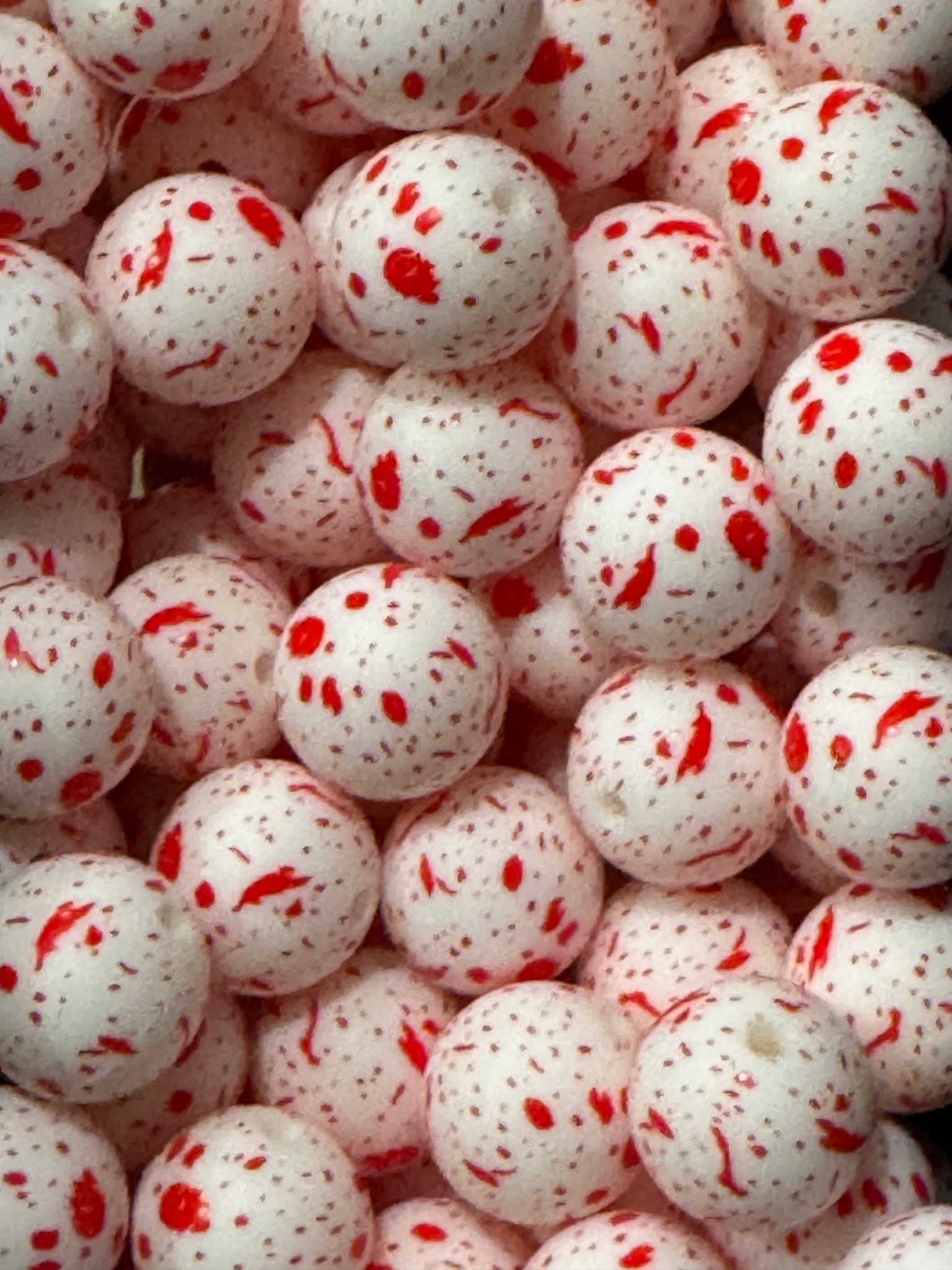15mm Printed Silicone Bead - Blood Spatter
