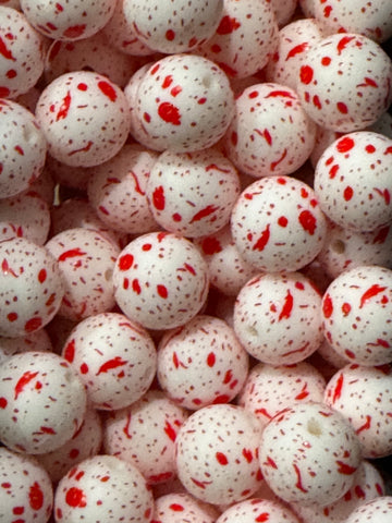 15mm Printed Silicone Bead - Blood Spatter