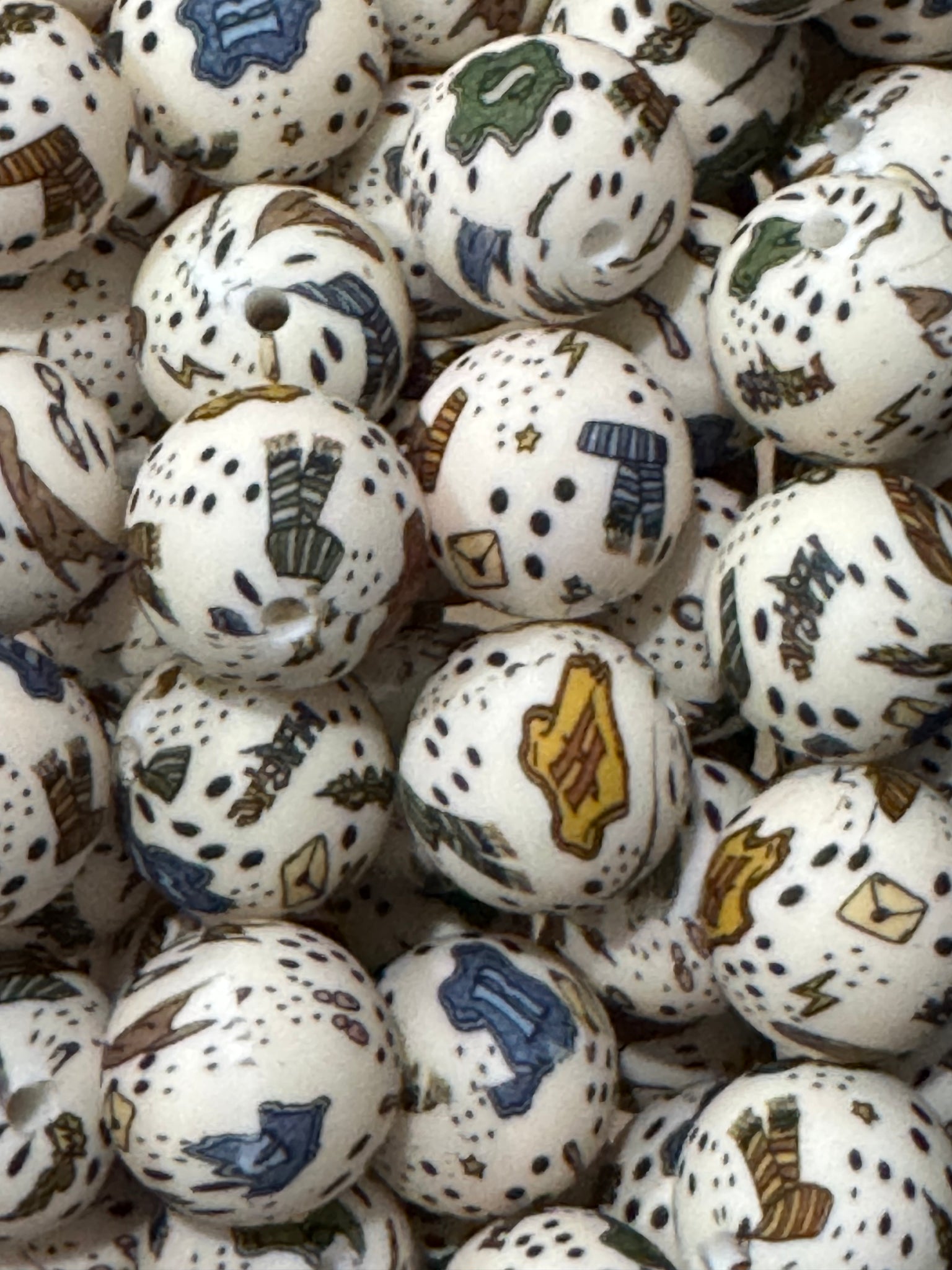 15mm Printed Silicone Bead - Wizard Things