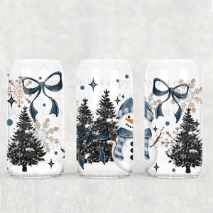 16oz UV DTF Wrap - Winter Blues Bows & Snowman