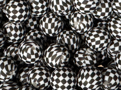 15mm Printed Silicone Bead - Small Check