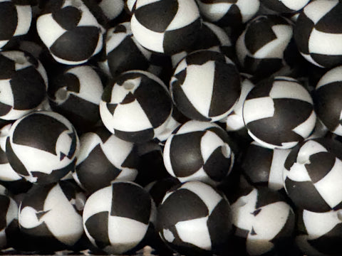 15mm Printed Silicone Bead - Large Checker