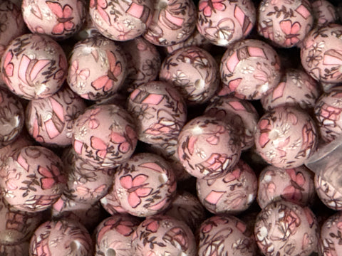 15mm Printed Silicone Bead - Bookish Beads