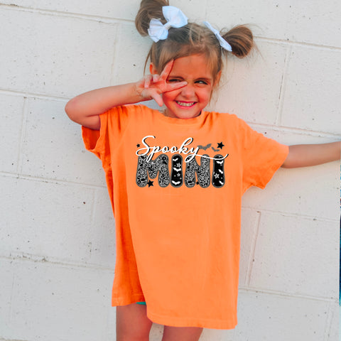 DTF Full Color TShirt Transfer - Spooky Mama Mini Webs & Bats