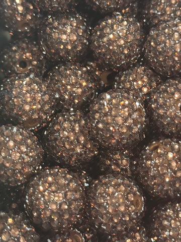 20mm Acrylic Rhinestone Beads - Chocolate