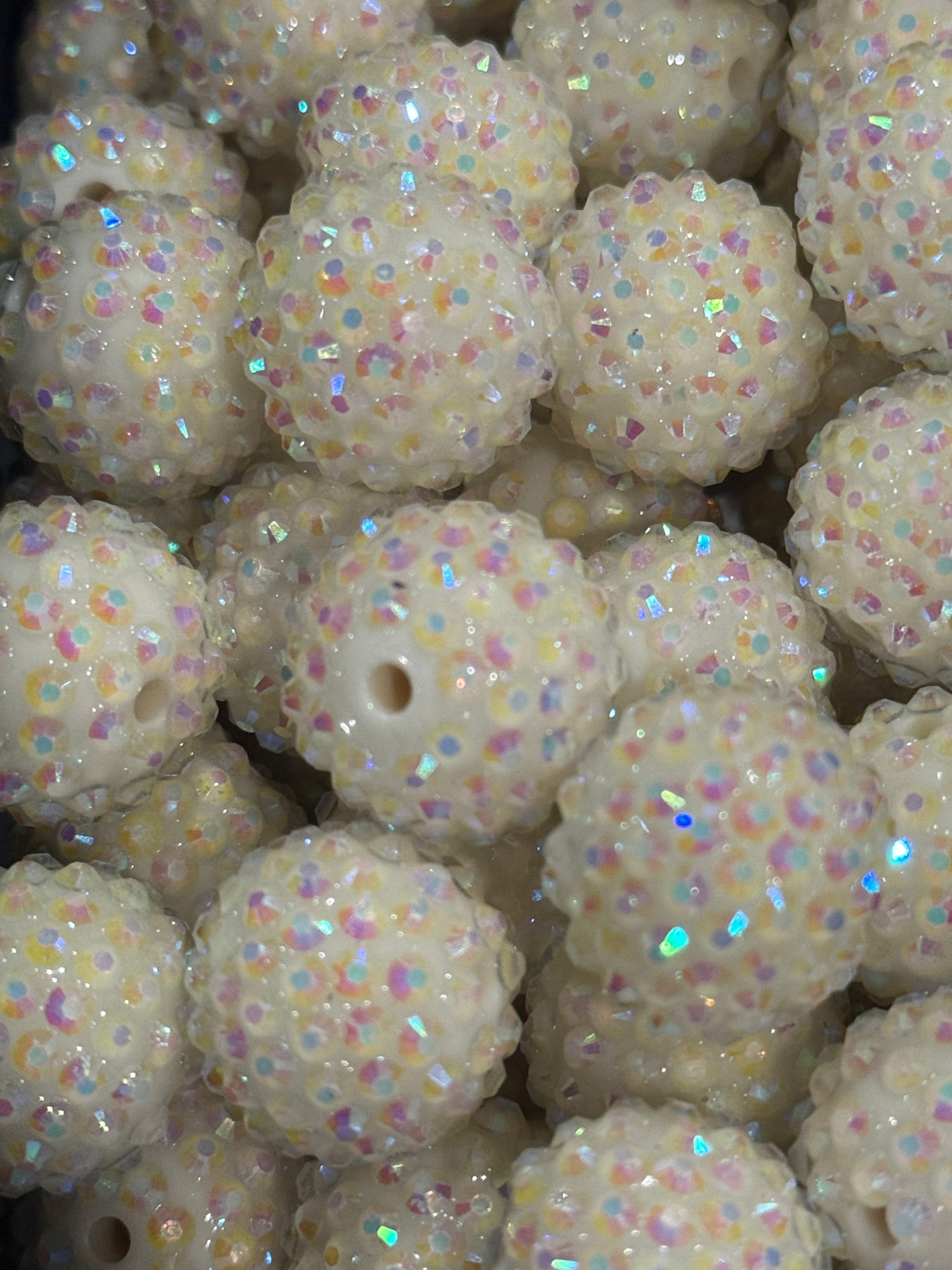 20mm Acrylic Rhinestone Beads - Snow White