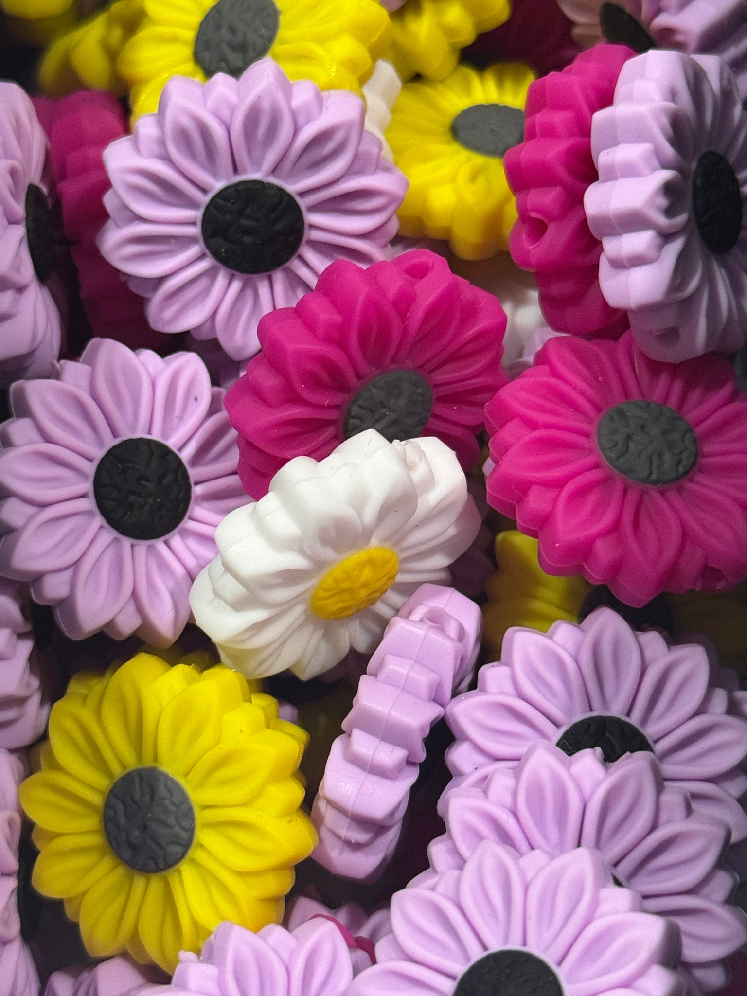 Silicone Focal - Big Bright Flowers (Mixed Colors)