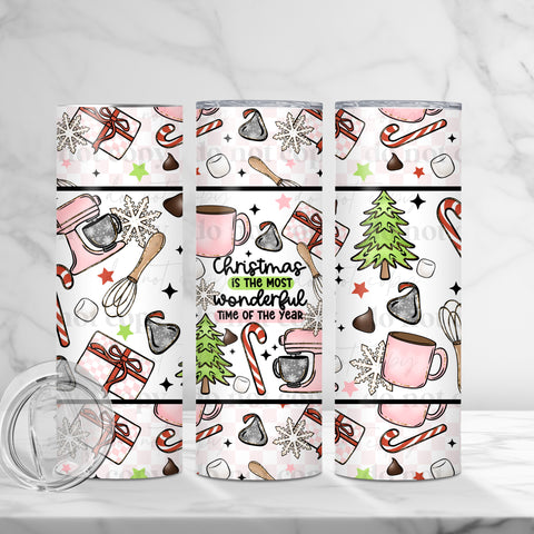 Skinny Tumbler Sublimation Wrap - Christmas Is The Most Wonderful Time