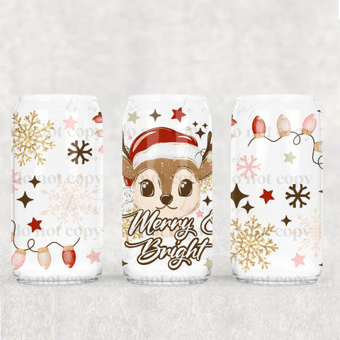 16oz UV DTF Wrap - Merry & Bright Deer