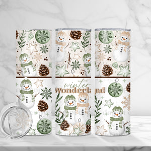 Skinny Tumbler Sublimation Wrap - Winter Wonderland Snowmen