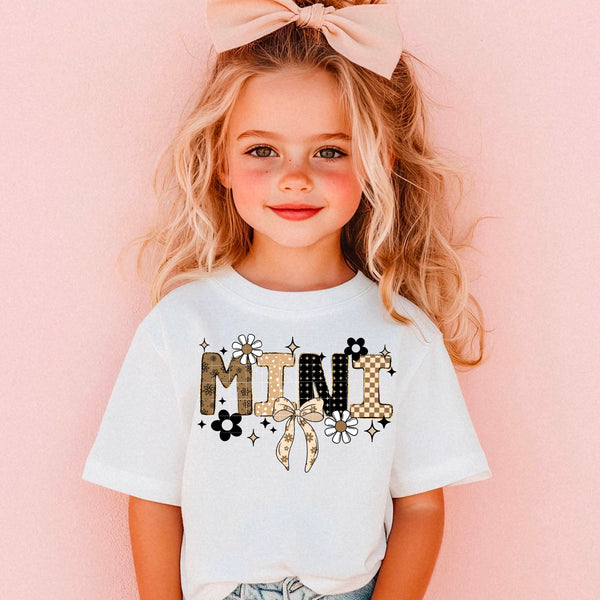 DTF Full Color TShirt Transfer - Mama/Mini Neutrals Bow & Daisies