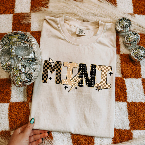 DTF Full Color TShirt Transfer - Mama/Mini Neutrals Check Lightning