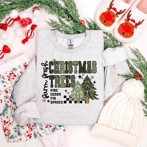 DTF Full Color TShirt Transfer - Farm Fresh Christmas Trees (White or Black Font)
