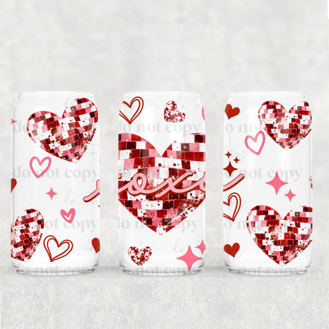 16oz UV DTF Wrap - Faux Sequin Heart XOXO