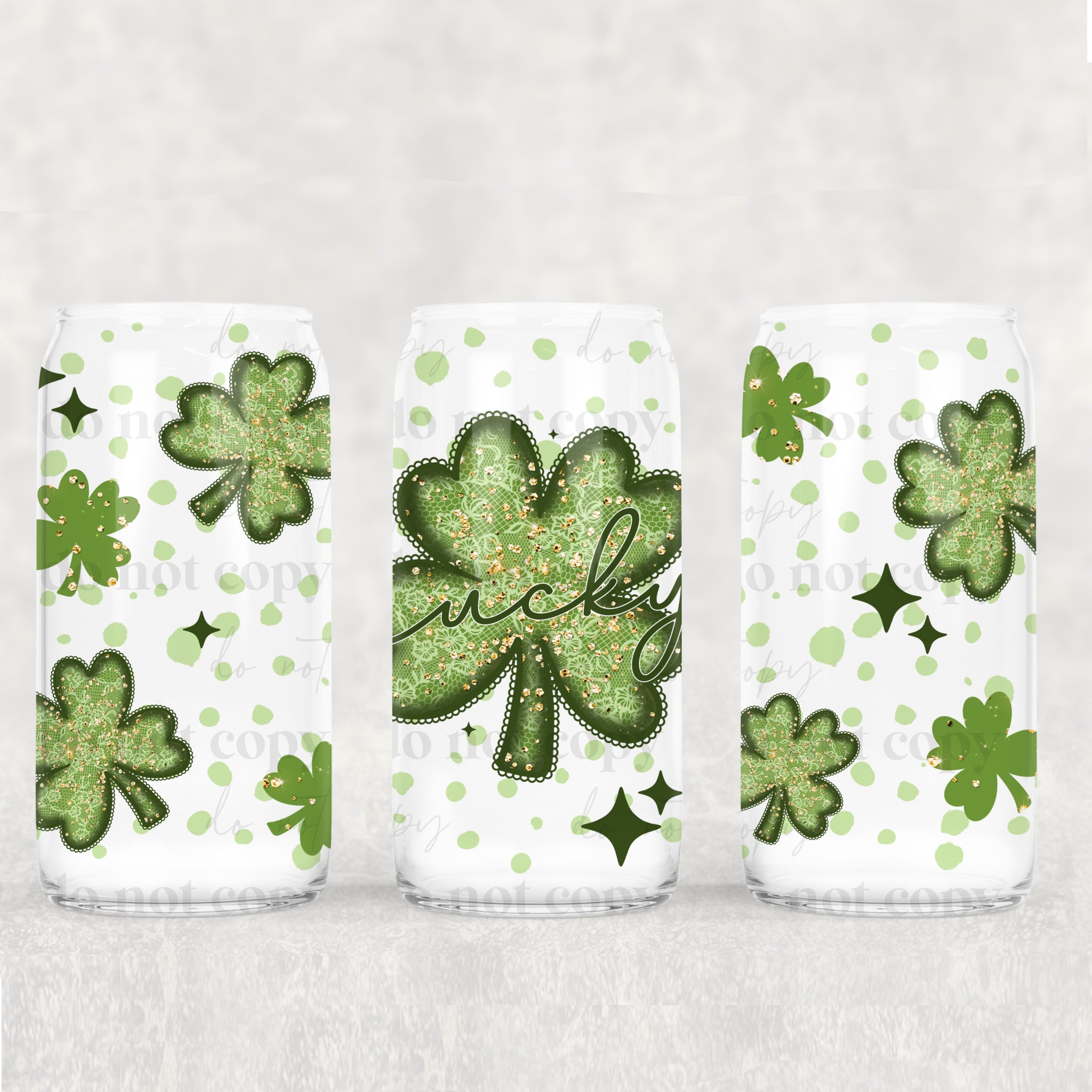 16oz UV DTF Wrap - Lucky Shamrock