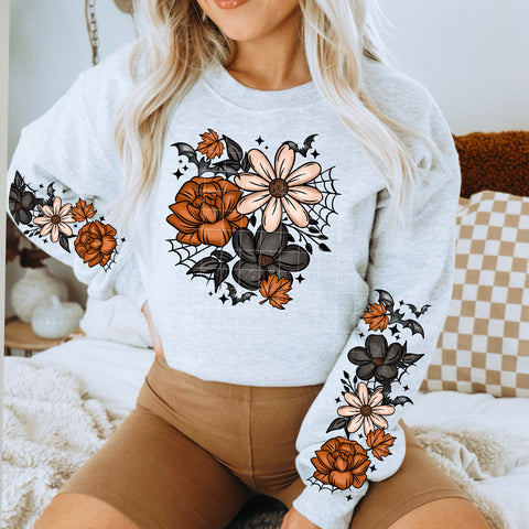DTF Full Color TShirt Transfer - Dark Fall Flowers (FREE SLEEVES!)