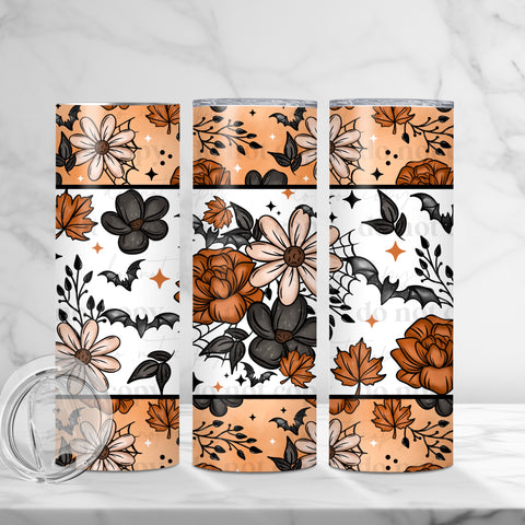 Skinny Tumbler Sublimation Wrap - Spooky Fall Flowers