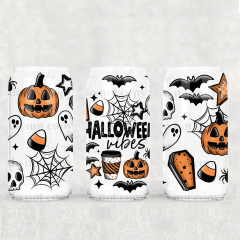 16oz UV DTF Wrap - Halloween Vibes (Pumpkins Candy Corn)
