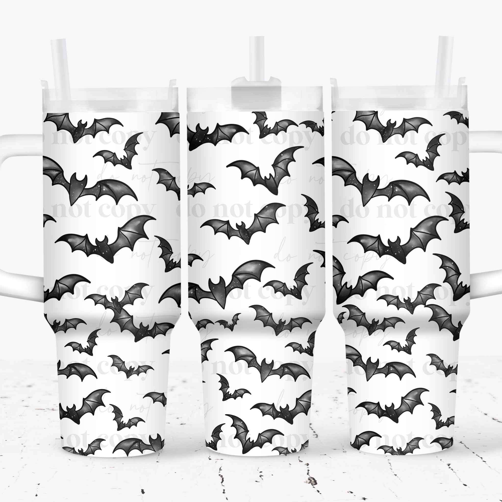 40oz UV DTF Full Top & Bottom Wrap - Black Bats