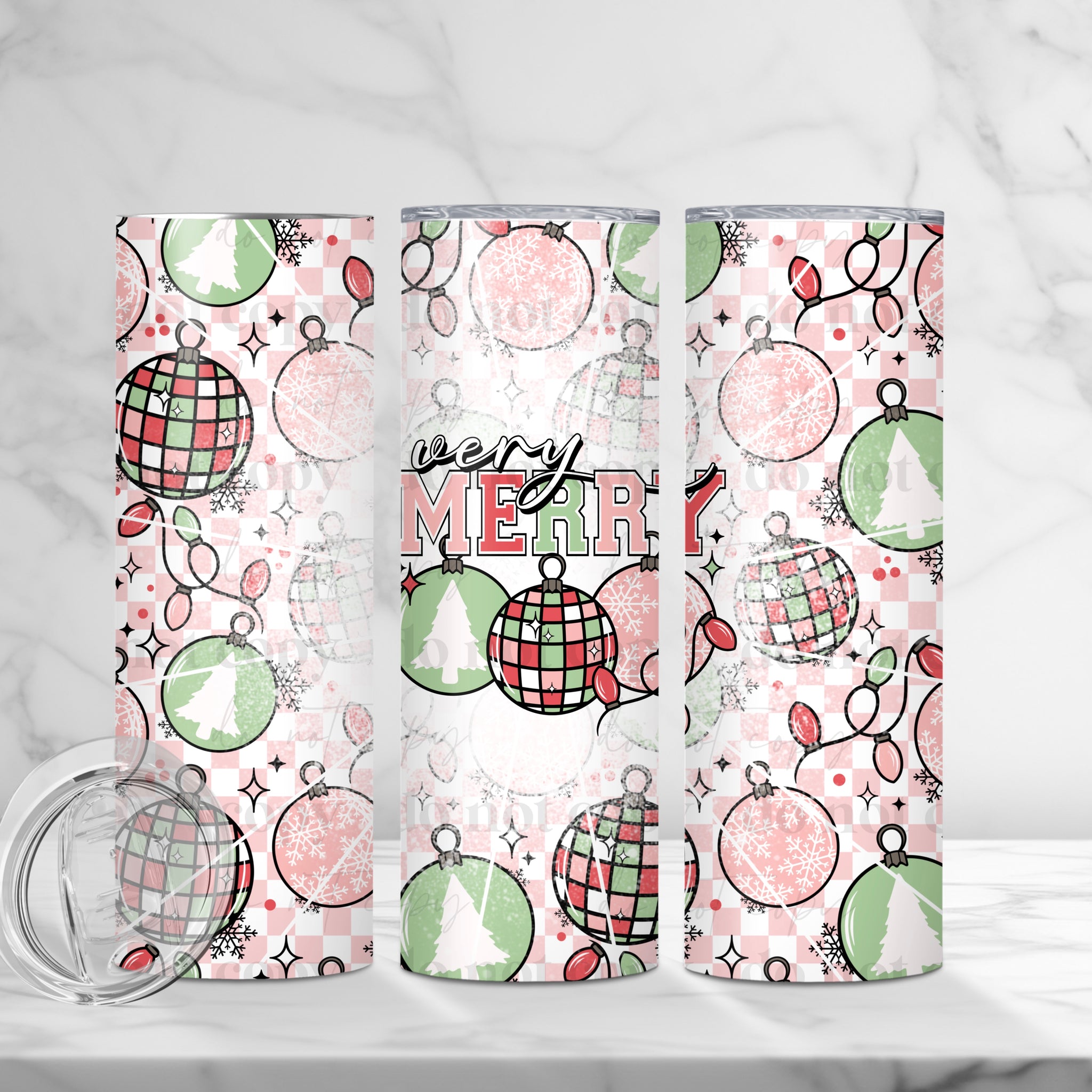 Skinny Tumbler Sublimation Wrap - Very Merry Ornaments