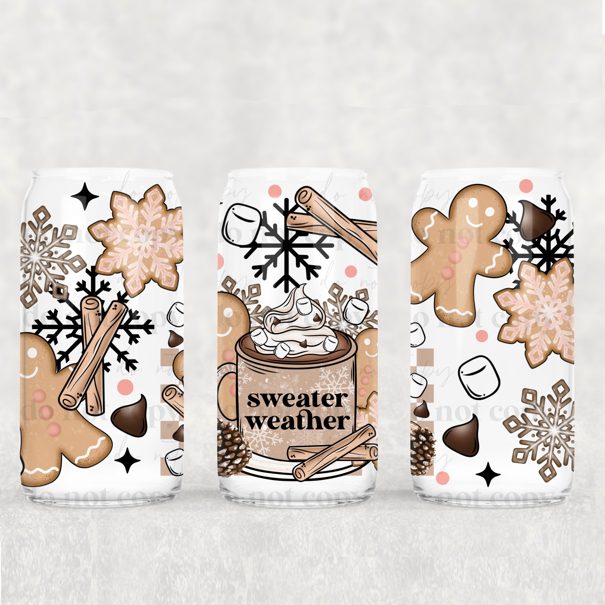 16oz UV DTF Wrap - Sweater Weather Gingerbread
