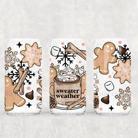16oz UV DTF Wrap - Sweater Weather Gingerbread