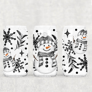 16oz UV DTF Wrap - Black Snow Snowman