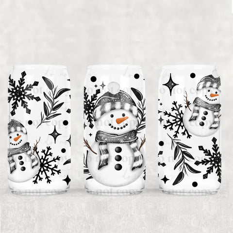 16oz UV DTF Wrap - Black Snow Snowman