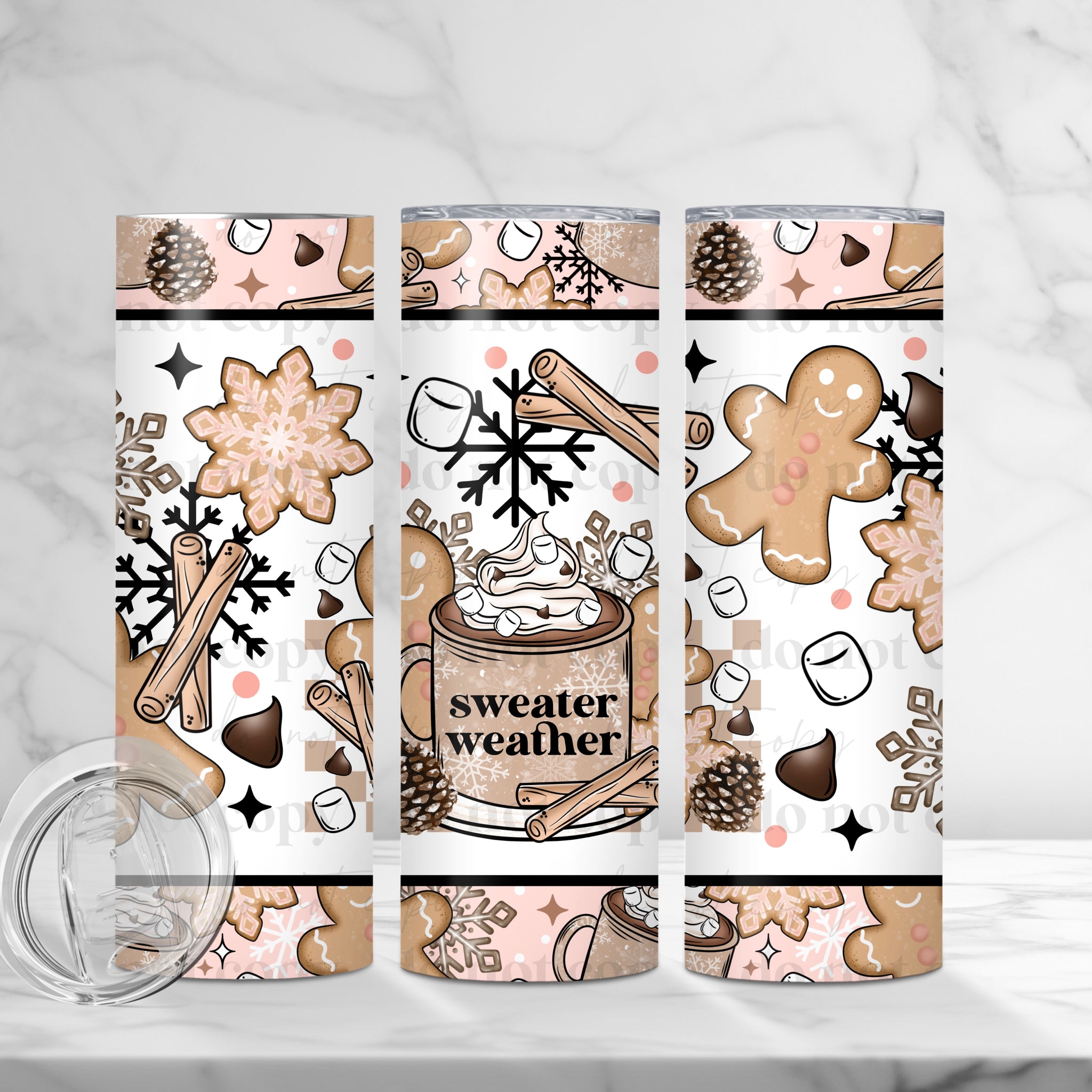 Skinny Tumbler Sublimation Wrap - Sweater Weather Gingerbread