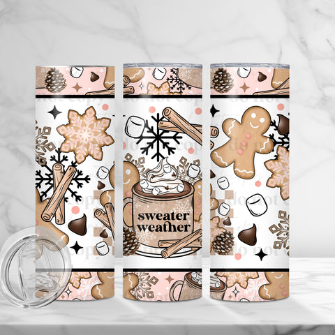 Skinny Tumbler Sublimation Wrap - Sweater Weather Gingerbread