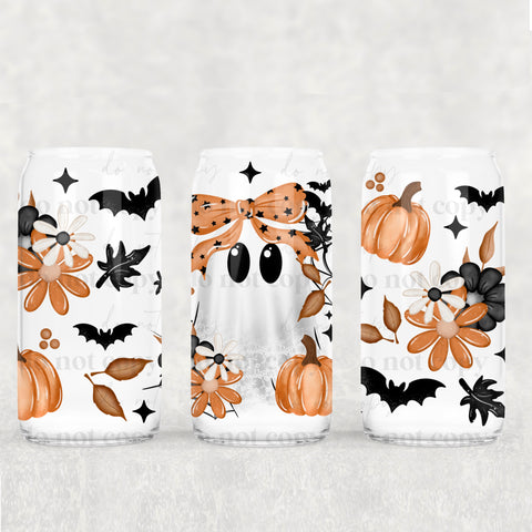 16oz UV DTF Wrap - Orange Dot Bow Ghost